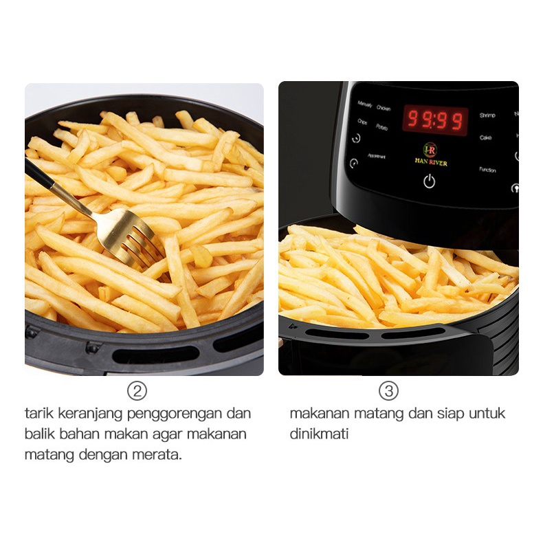 Air fryer 5L mesin penggoreng tanpa minya 1200watt kecepatan super super anti lengket bantu masak semua jenis masakan yang kamu suka