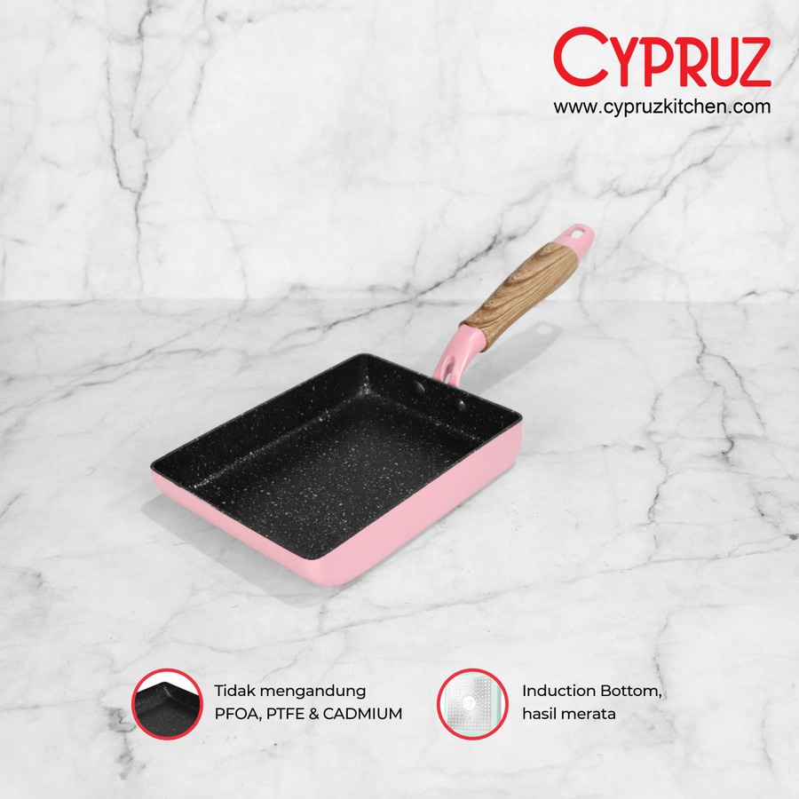 Tamagoyaki Egg Pan 13cm Color Series Pink Cypruz FP-0733 Wajan Induksi