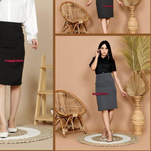 ✭ Rok Kerja Pendek Hitam Span 3/4 Bahan Formal Kantor / Rok Pendek Wanita Hitam Polos / Rok Pendek ♫