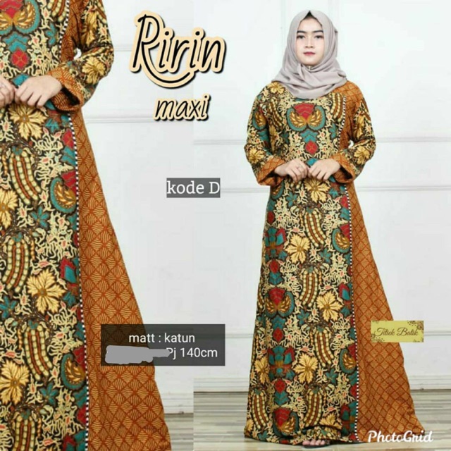 Jual gamis batik termurah online promo grosir seragam jumbo ririn maxi crem