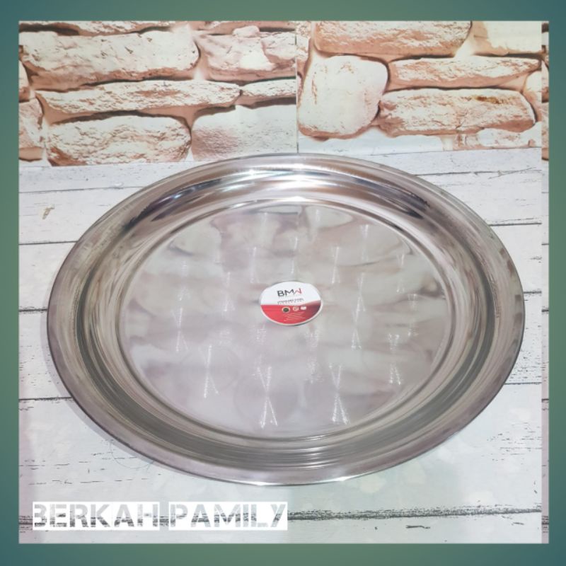 Baki Nampan Bulat Stainless Diameter 50cm 40cm 30cm / Tempat saji / Piring Oval