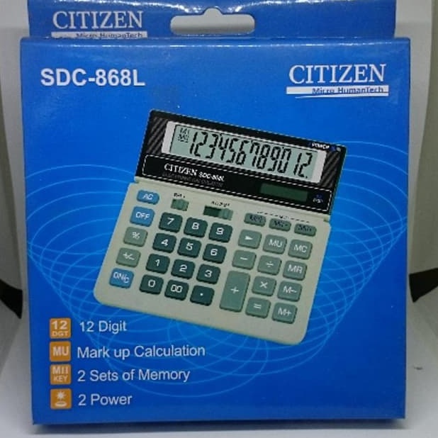 

HJK KALKULATOR SDC 868 L / Kalkulator 12 Digit Sudah Termasuk Baterai