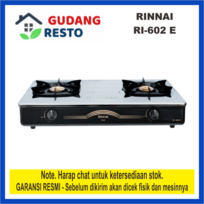 RINNAI RI 602 E / RI602E / RI602 E 602E KOMPOR GAS LPG 2 TUNGKU / MATA SNI GARANSI RESMI BEST SELLER