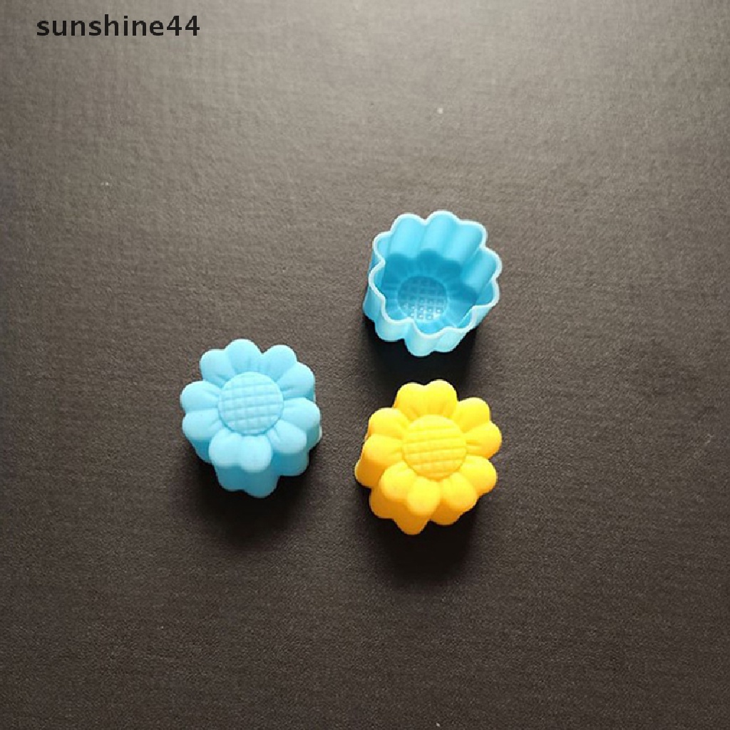 Sunshine 10pcs Cetakan Kue / Coklat / Sabun Handmade DIY Bentuk Bunga Matahari Bahan Silikon