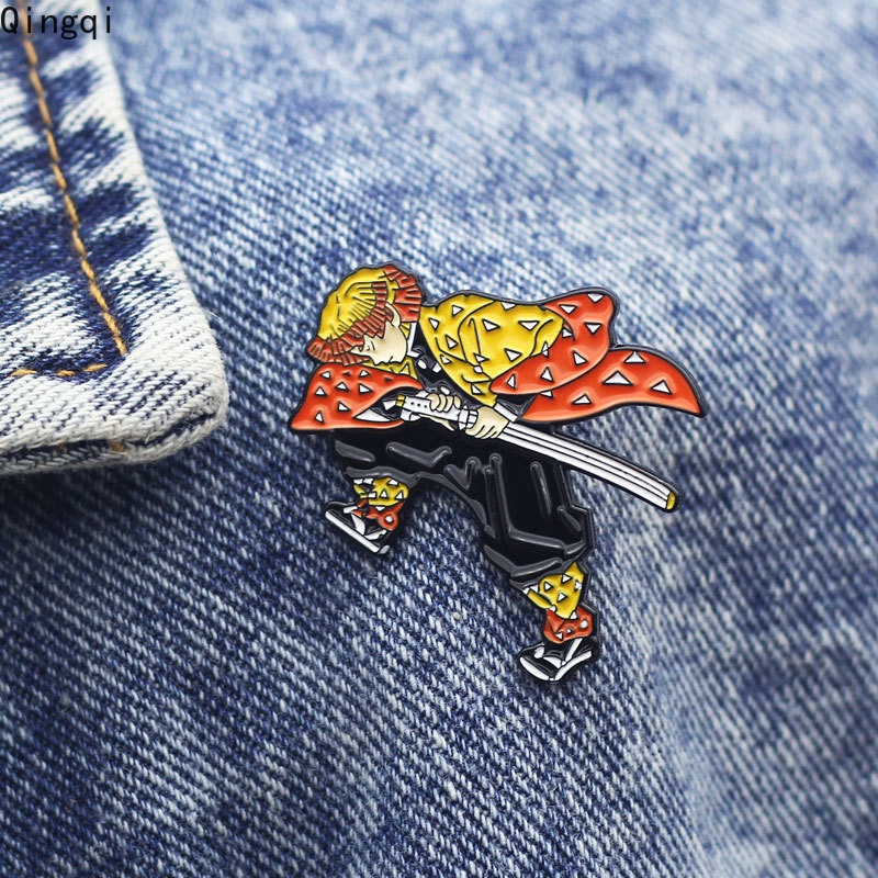 Bros Pin Enamel Desain Anime Demon Slayer Pikachu Untuk Anak