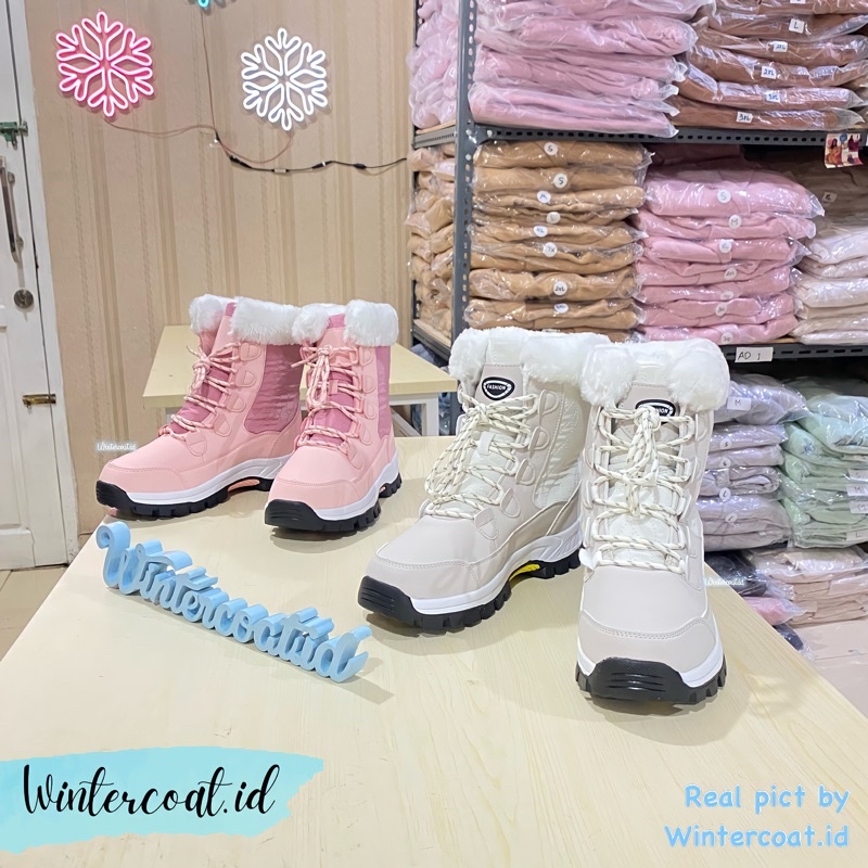 Boots winter wanita sepatu musim dingin import Chika waterproof anti slip salju snow boot anti slip