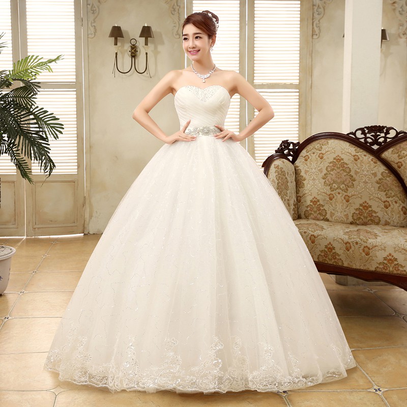 White Strapless Maxi Wedding Dress Gaun Pengantin Maxi Tanpa Tali Putih Dengan Sabuk Berlian