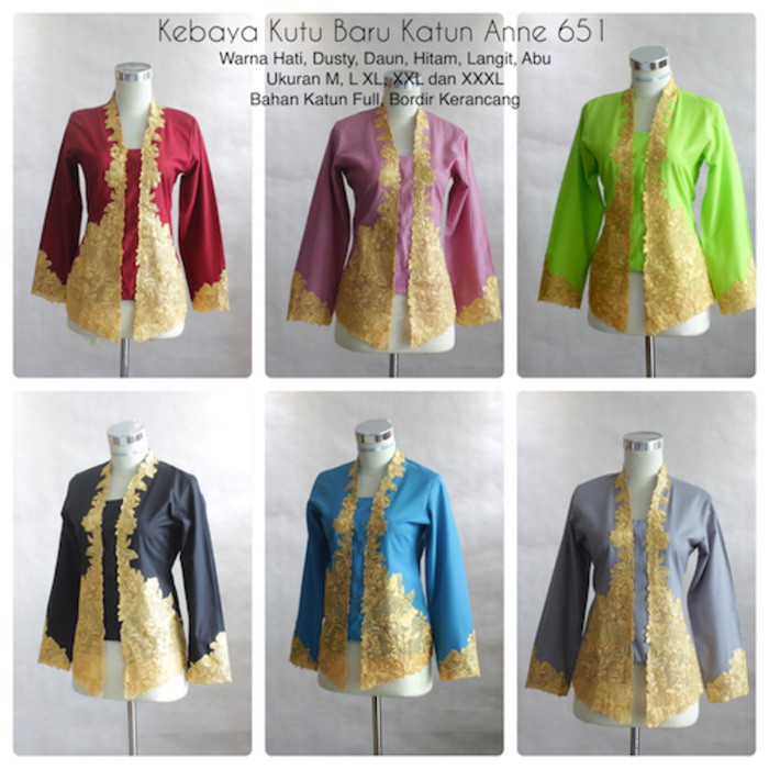 Kebaya Katun Anne Kutu Baru Bordir Halus 651 murah