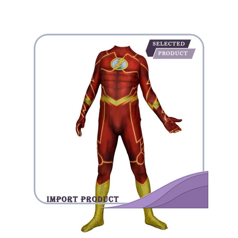 Cosplay kostum Otot Flash Anti Petir Bodysuit Cosmain Zentai Peran Main Import