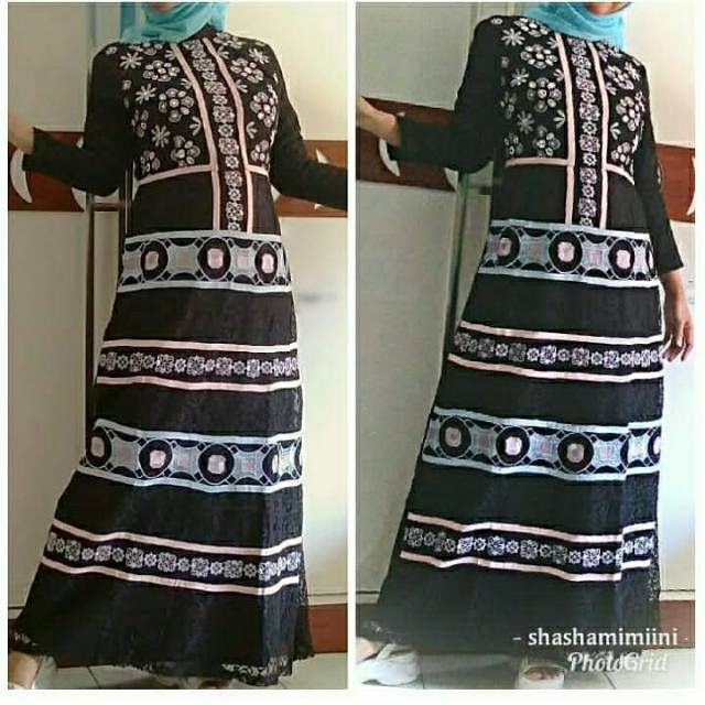 Preloved Gamis Brokat Bordir Biru Solemio