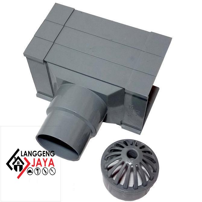 1 Set Kotak Corong 140Mm & Saringan Talang Pvc 3 Power Langgeng-