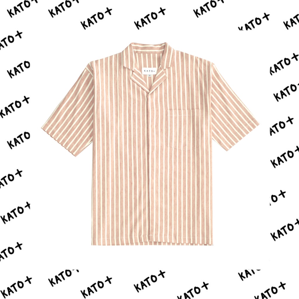 Jual Peach Stripe Bowling Shirt Kemeja Linen Shopee Indonesia