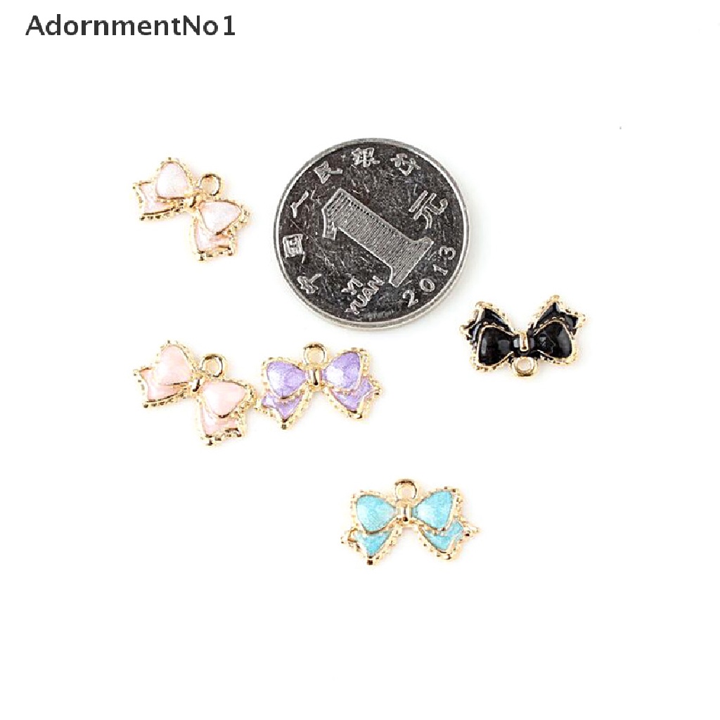 (AdornmentNo1) 10pcs / Set Liontin Bentuk Pita Bahan Alloy Untuk Aksesoris Perhiasan / Kerajinan Tangan Charms