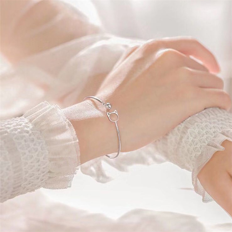 Forest Fairy Cat Bell Bracelet Female Simple Cold Wind Ring Round Line Open Bracelet 210807