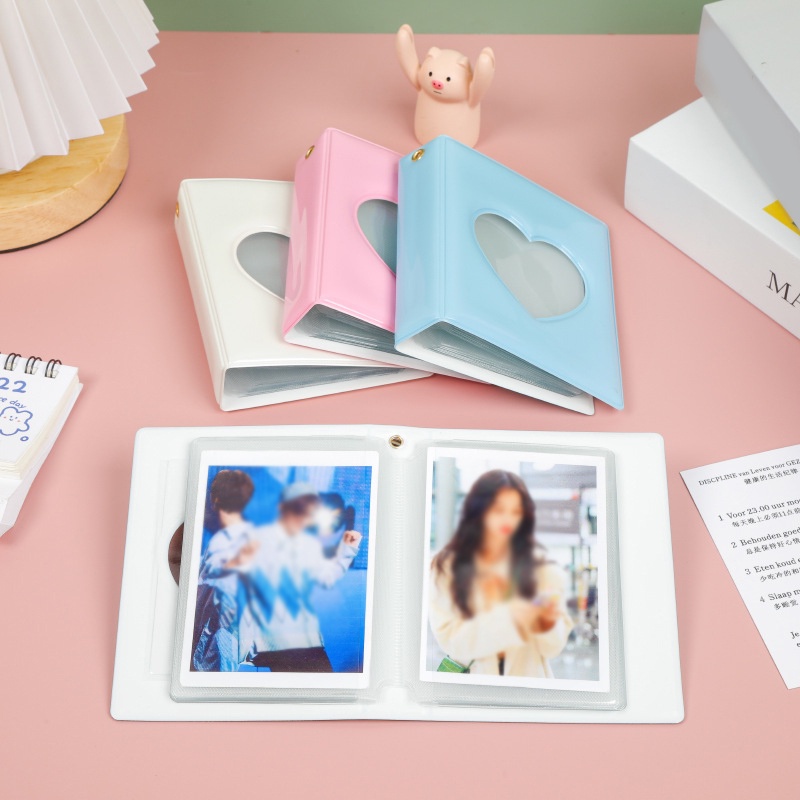 Album Foto 3inch Hollow Love Heart Cover Pemegang Photocard Instax Mini Album Untuk Kartu Collect Book