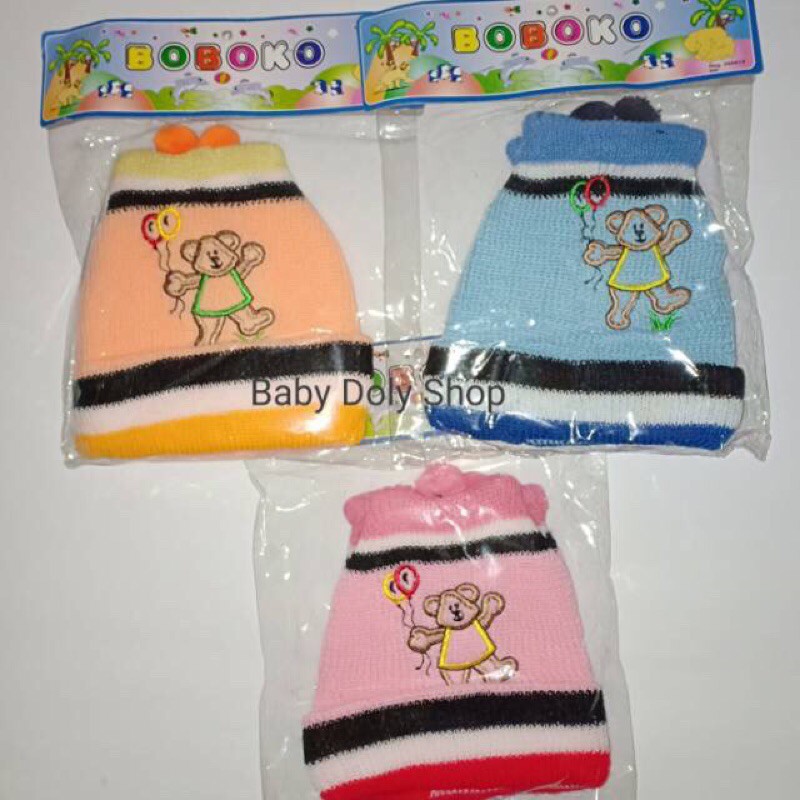 Topi Rajut BAYI Newborn(USIA 1-12 BULAN) Boboko BAHAN KATUN TEBAL &amp; HALUS TERMURAH(BISA PILIH WARNA)