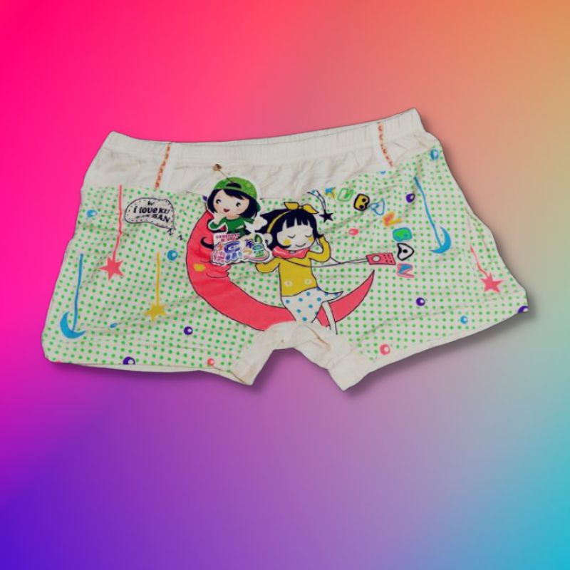 3 Pcs Boxer Anak Perempuan 2-9 Tahun, Celana Anak cewek import/ Bahan : Cotton Organik 95% Spandex 5%