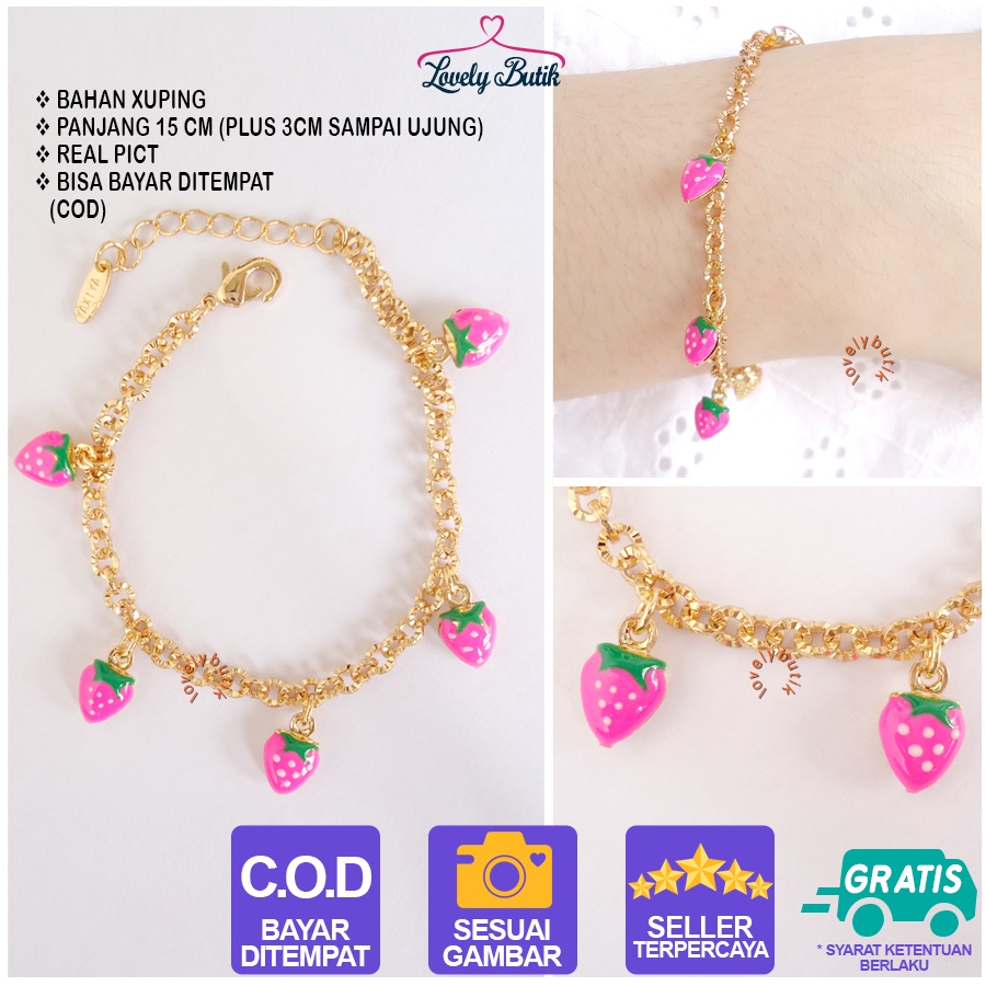 Lovelybutik - Gelang Tangan Xuping Anak Gold - M3lly Gelang Xuping Anak Perempuan Terbaru Dengan Mainan Stober1 Ukuran 15 Cm