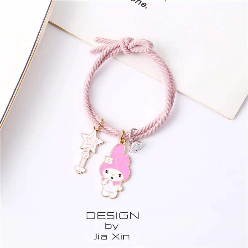 2pcs Gelang Tali Elastis Dengan Liontin Boneka Smiley Bahan Metal Untuk Pasangan