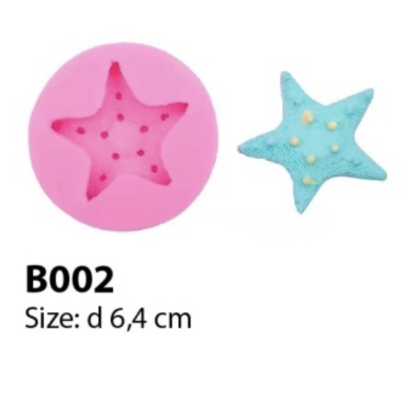 B002 - Cetakan Silikon Cokelat Mold Fondant Puding Binatang Bintang Laut
