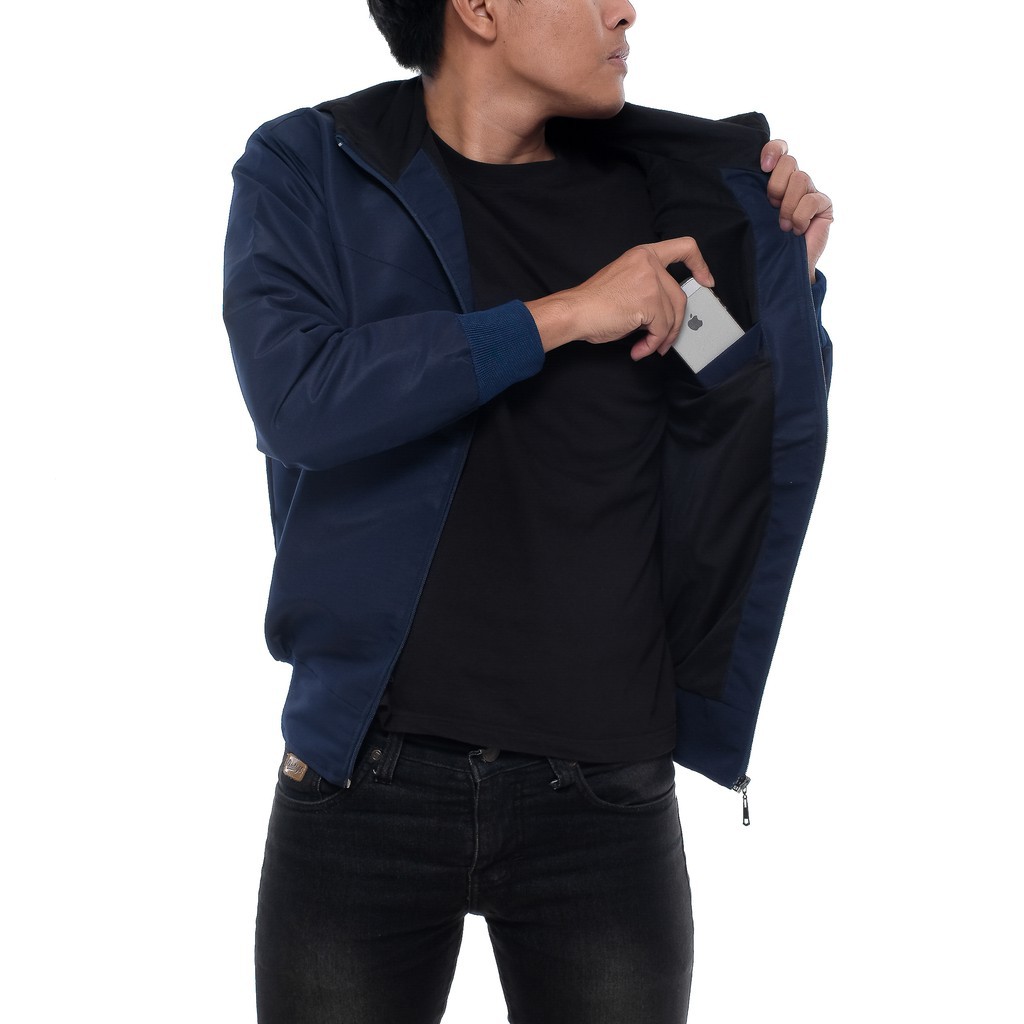 (JAKET ANTI AIR) Jaket Parasut Original Imazi Waterproof Navy Dongker Anti Air