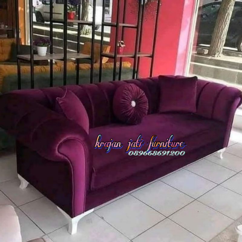 sofa Chesterfield Velvet maroon/sofachester/sofavelvet/sofajati