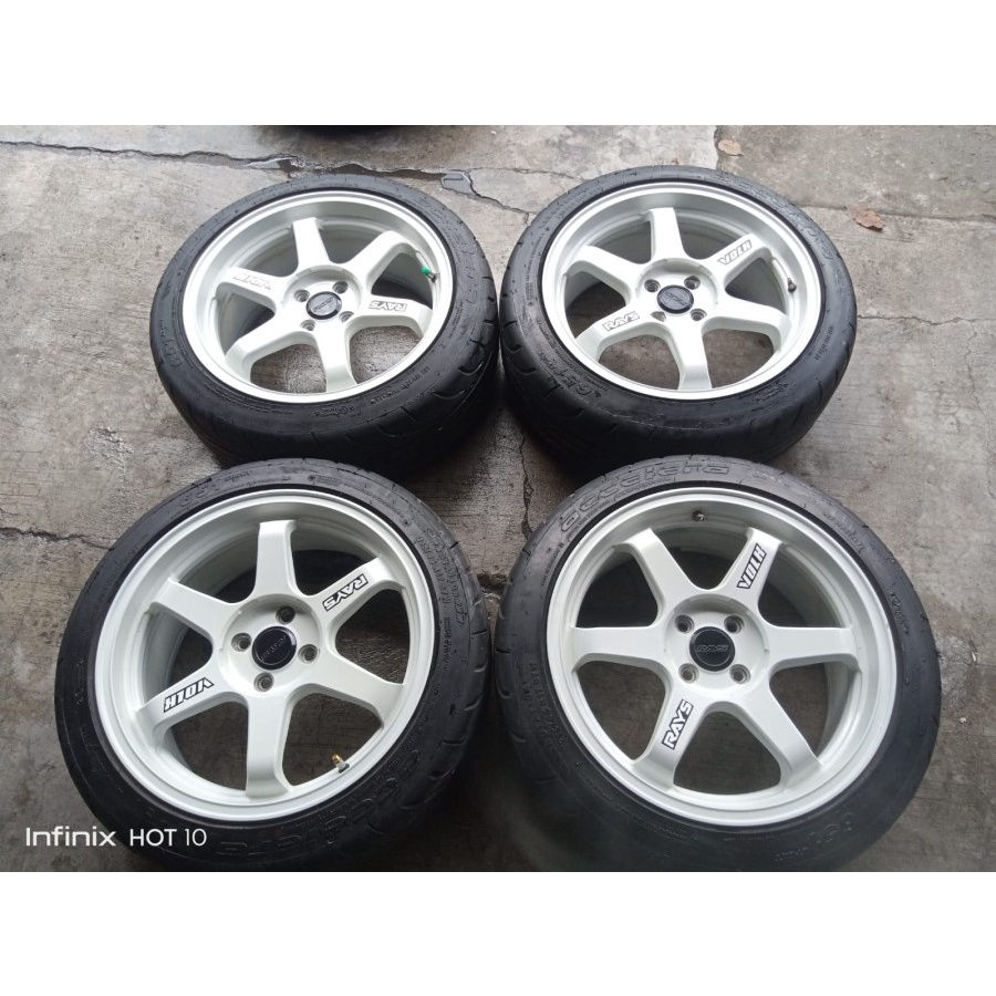 Velg Mobil Racing Seken Murah Ring 17 Lubang Baut 4 TE37 R17X7,5 4X100 BAN 215 45 R17