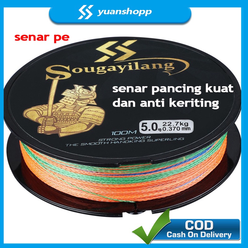 senar pe 4 Colors 100M PE Fishing line Senar Pancing 4 Braided Fishing Line 12LB-40LB senar pancing kuat dan anti keriting