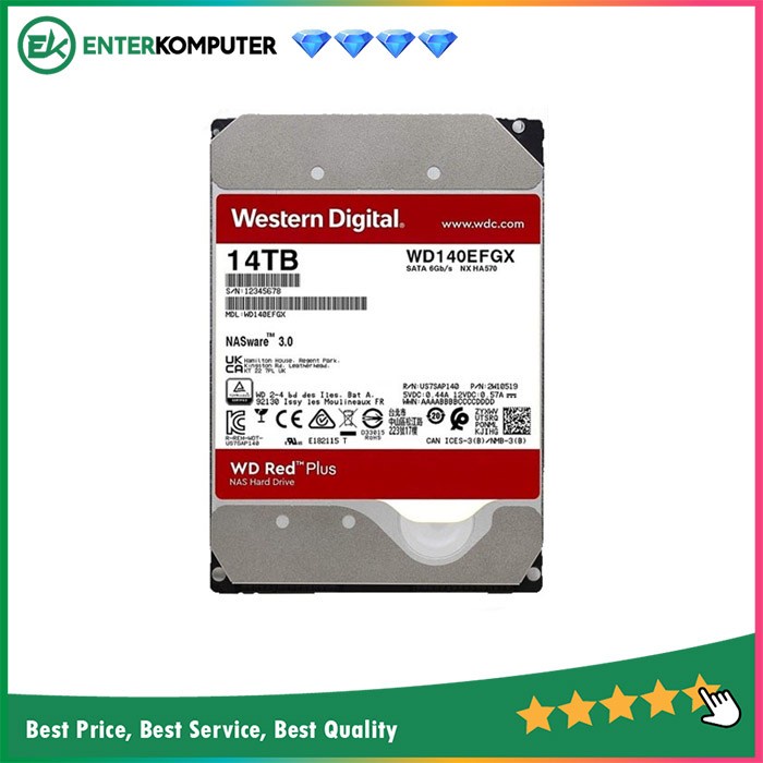 WDC 14TB SATA3 512MB - Red Plus - WD140EFGX (For NAS) / HDD 14TB