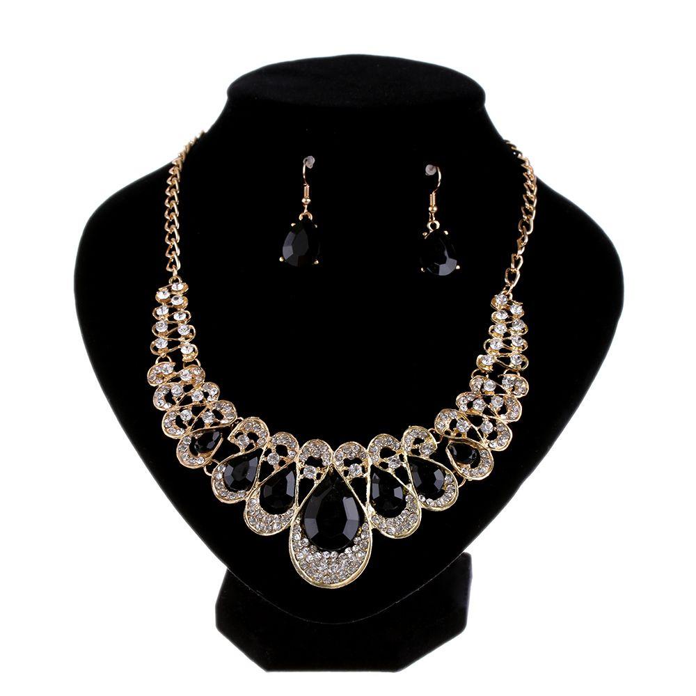 Lily Kalung Fashion Perhiasan Pernikahan Chocker Aksesoris Perhiasan Drop Pendant Jewelry Set