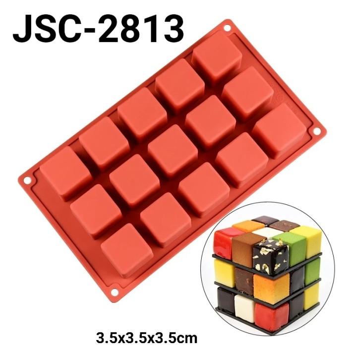 Jsc-2813 Cetakan Silikon Coklat Pudding Mousse Cake Kotak Persegi Dadu
