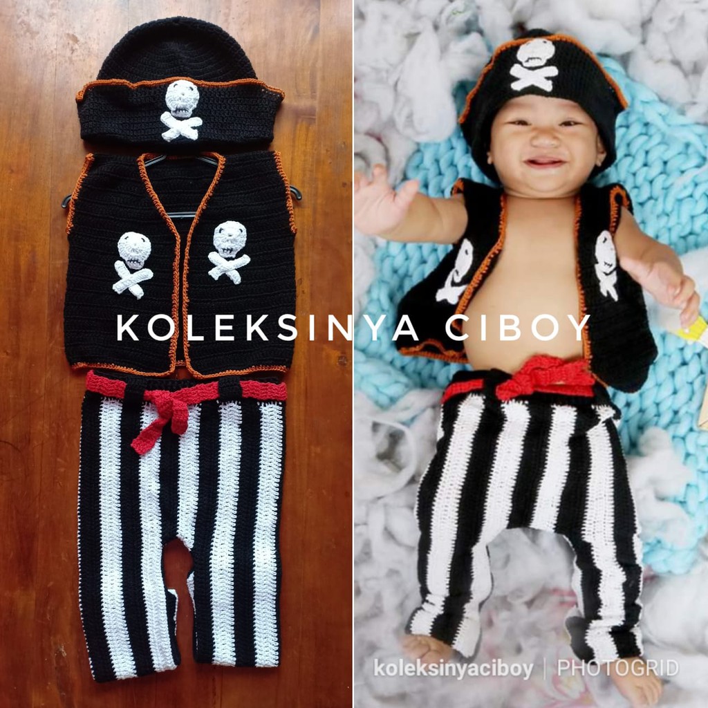 Kostum Foto Bayi Rajut Bayi Tema Bajak Laut Shopee Indonesia