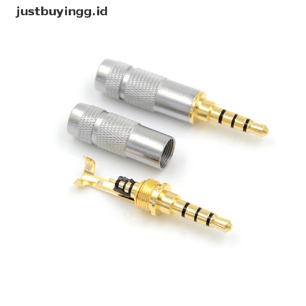 [justbuyingg.id] Fashion 4 Pole 3.5mm Stereo Headphone Male Plug Jack Audio Solders Connector ID