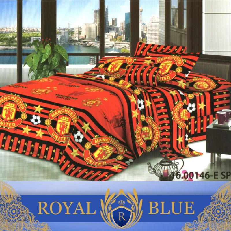 Sprei Royal Blue  Premiun Motif bola/ Sprei MU/Sprei Chelsea FC