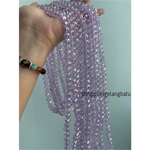 Crystal Ceko 10mm PURPLE QUARTZ ungu bening manik bakpao rondele craft