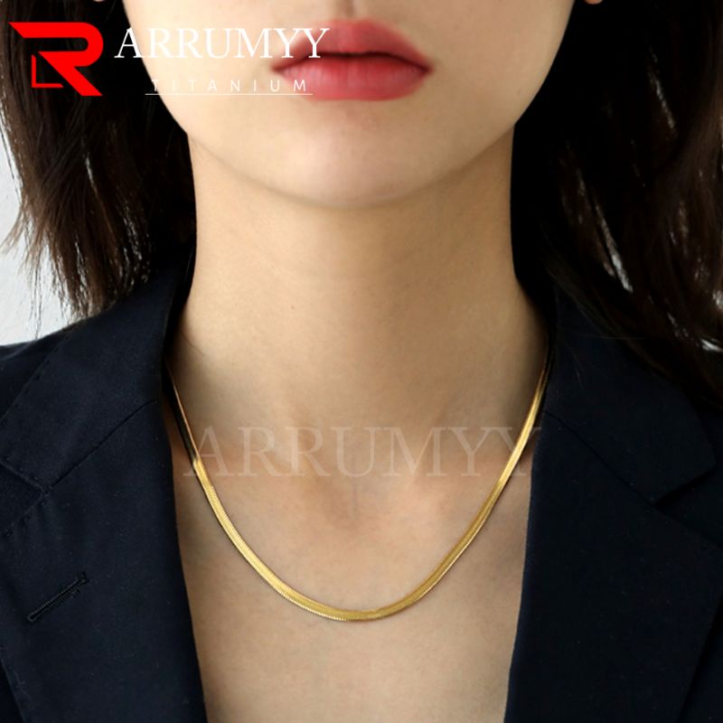 ARRUMYY kalung titanium wanita gold silver panjang 45cm 50cm 60cm model pipih original anti karat