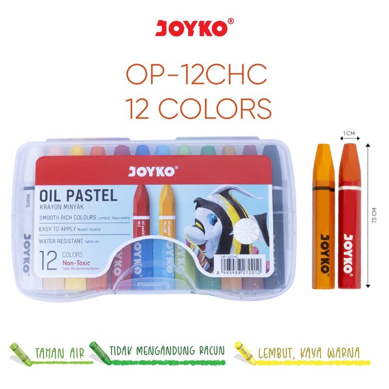 crayon minyak joyko 12 warna joyko oil pastel 12 color