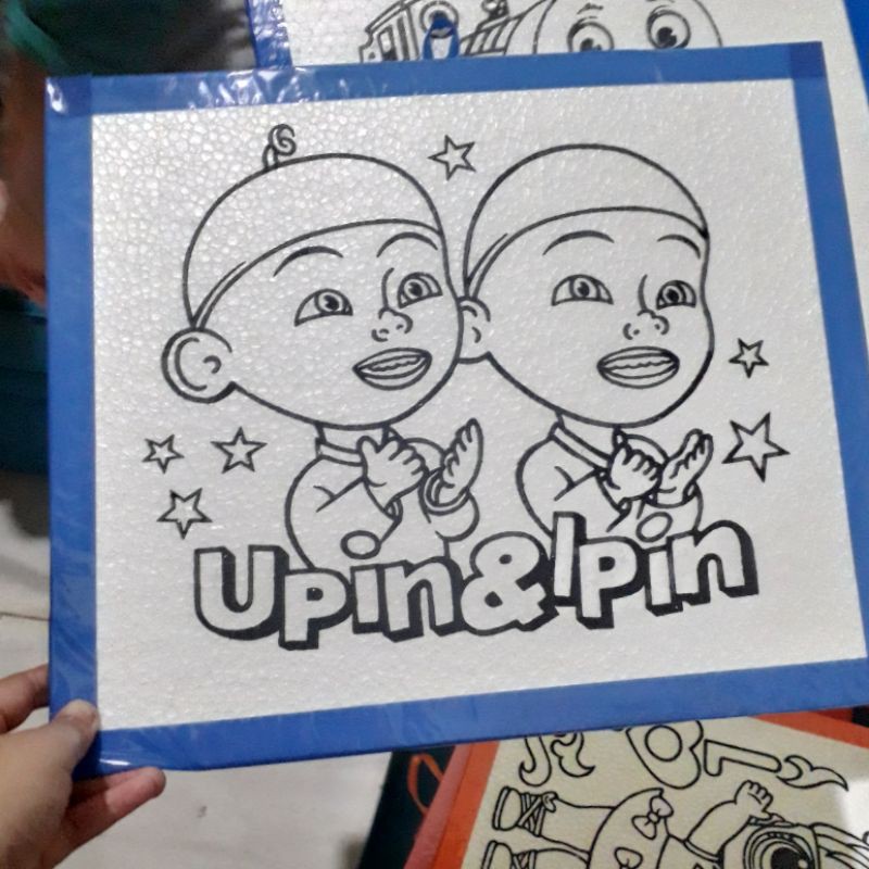 

styrofoam lukis anak upin ipin