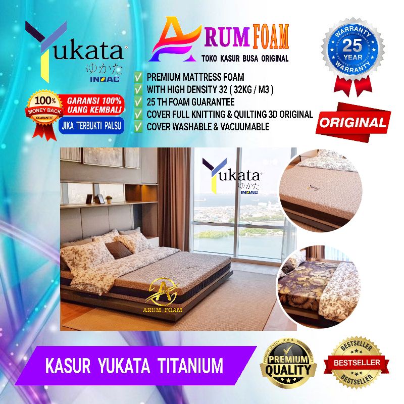 KASUR BUSA YUKATA TITANIUM ORIGINAL. COVER KNITTING & QUILTING 3D. GARANSI 25 TAHUN