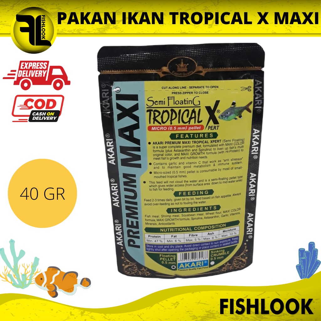 AKARI 40gr Tropical X XPERT Premium Maxi Makanan Ikan Hias