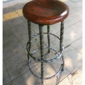 Ready...Ready...Ready...] Kursi Bar / Bangku Kayu Bulat Kaki Besi Tinggi 75Cm