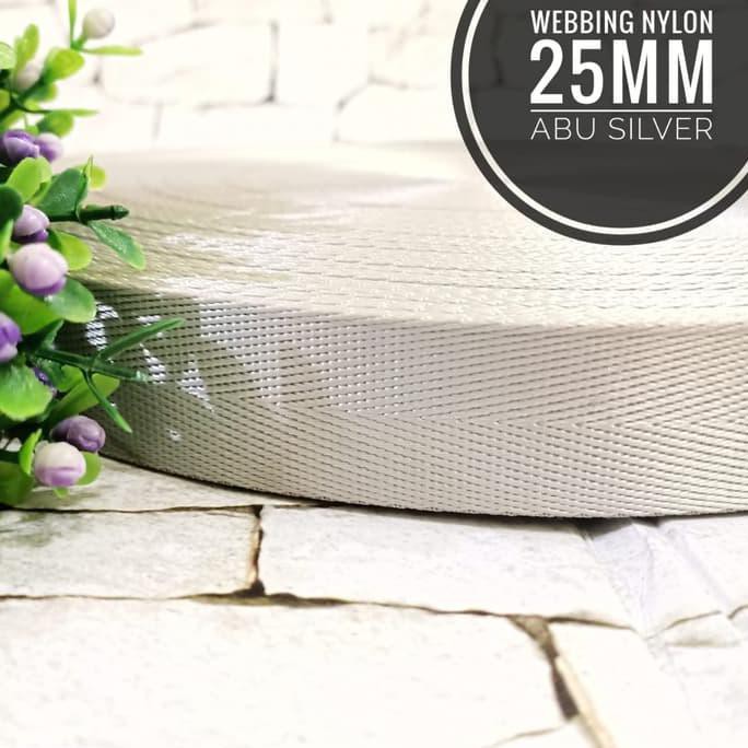 ABU SILVER 25MM Webbing Nylon Tali Tas Polos Meteran BERGARANSI