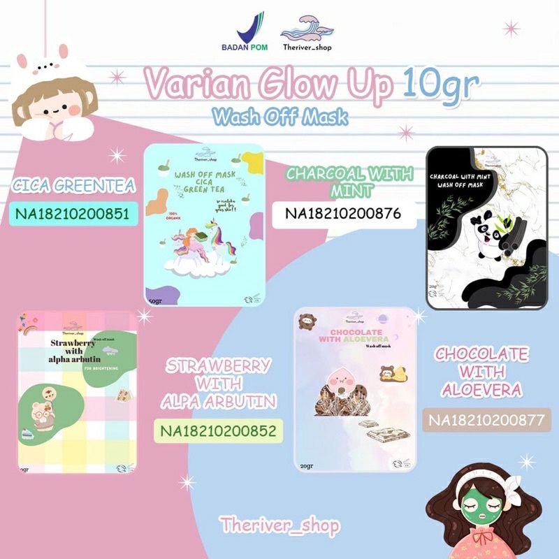 (BPOM APPROVED) WASH OFF MASK GLOW UP BASIC 10gr BY THERIVER SHOP