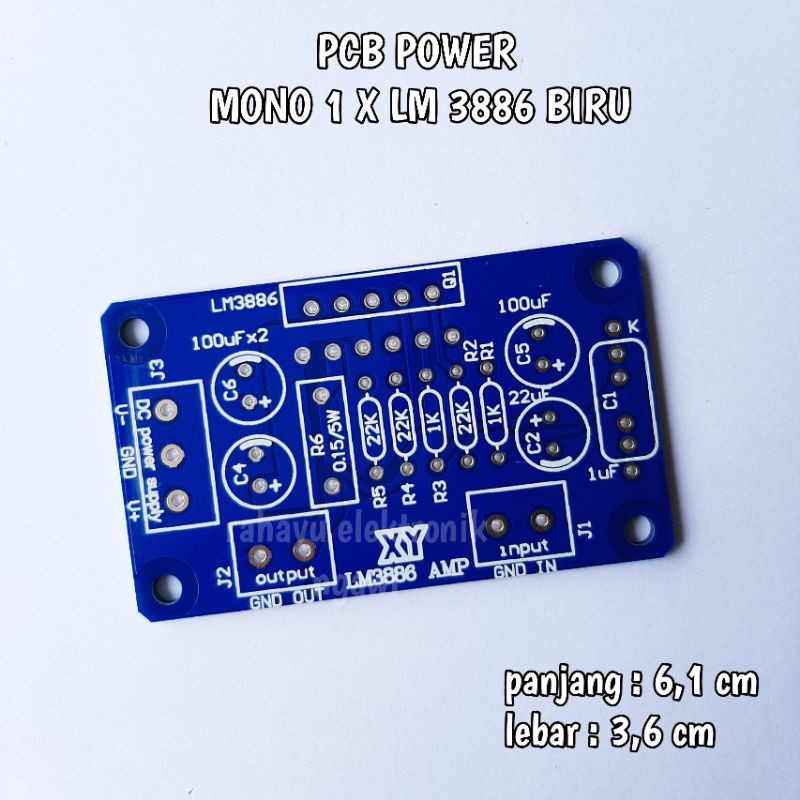 PCB POWER MONO 1 X LM3886 BIRU