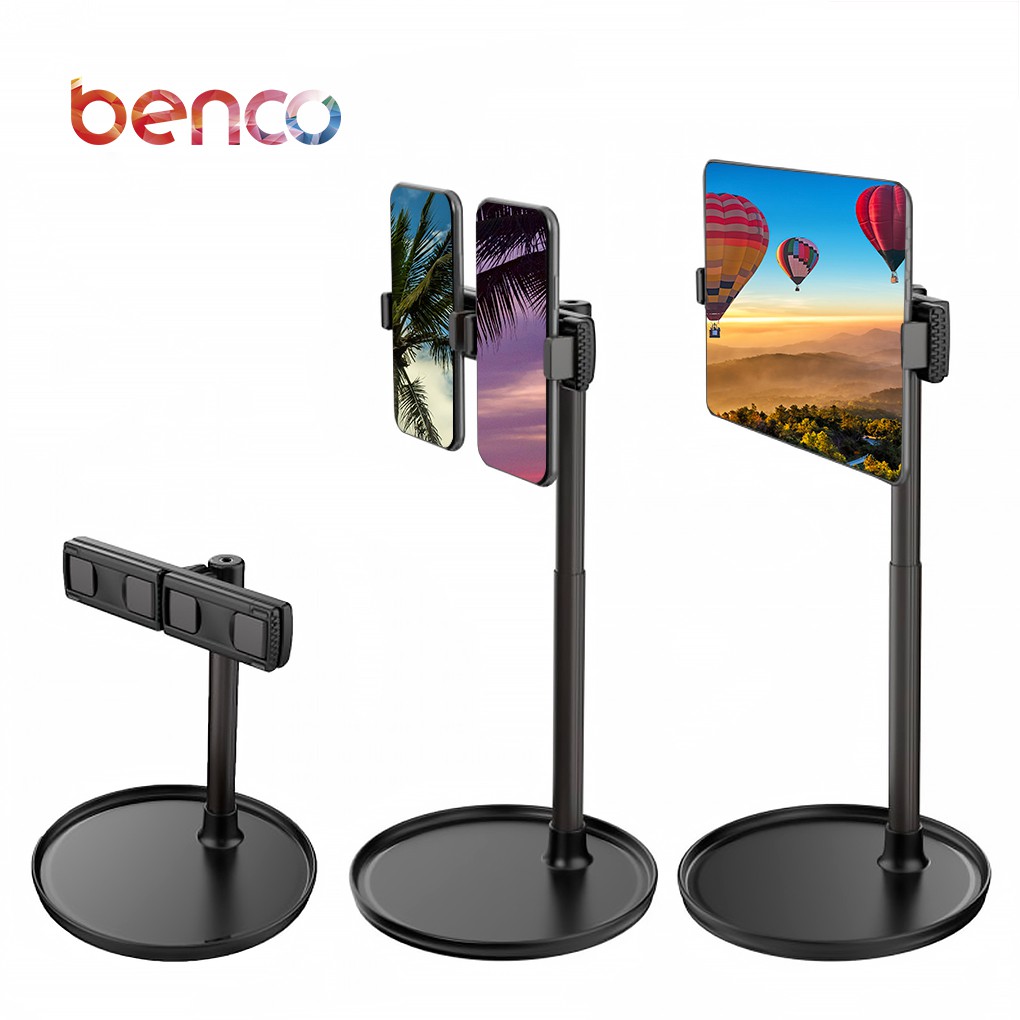 BENCO Adjustable Rotasi 360 derajat Phone Holder Stand HP dual slot