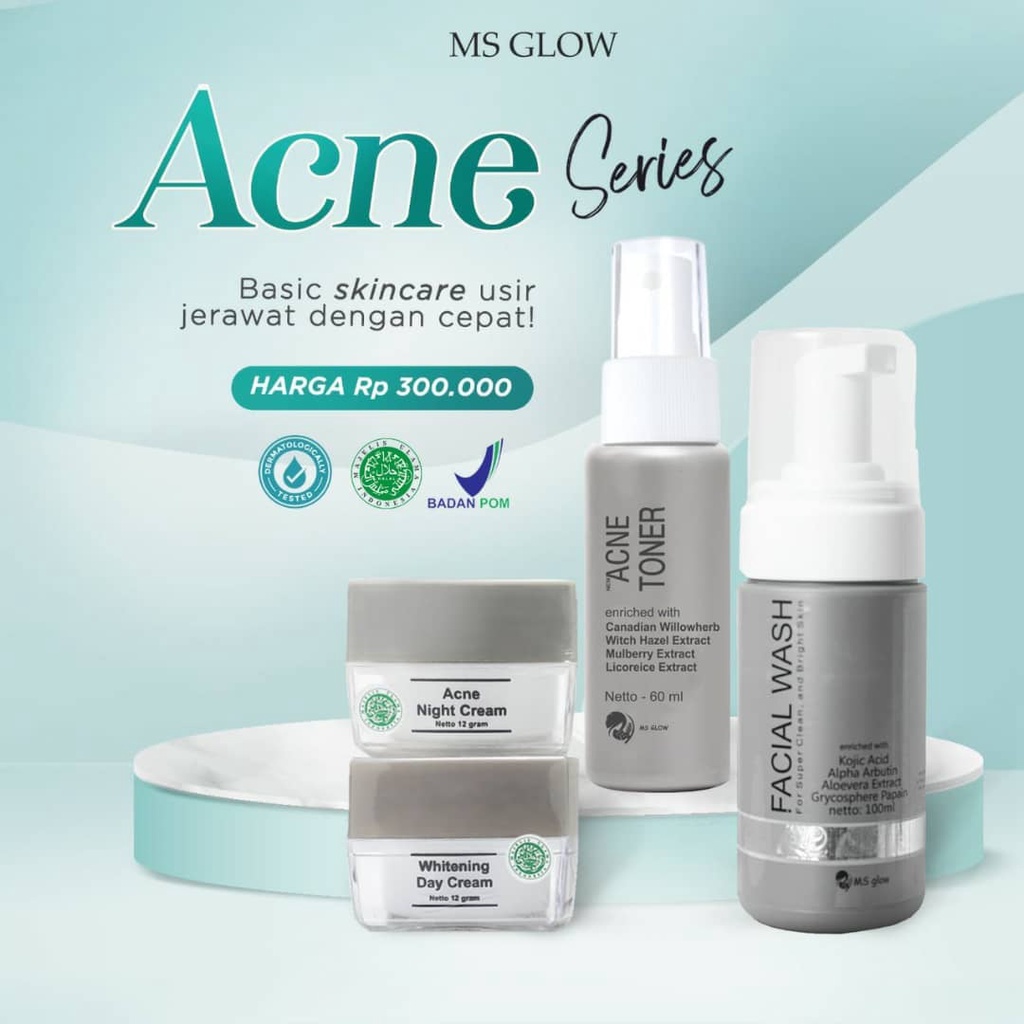 BISA COD - Paket MS GLOW Acne Series NEW PACKAGING untuk Kulit Berjerawat dan Berminyak