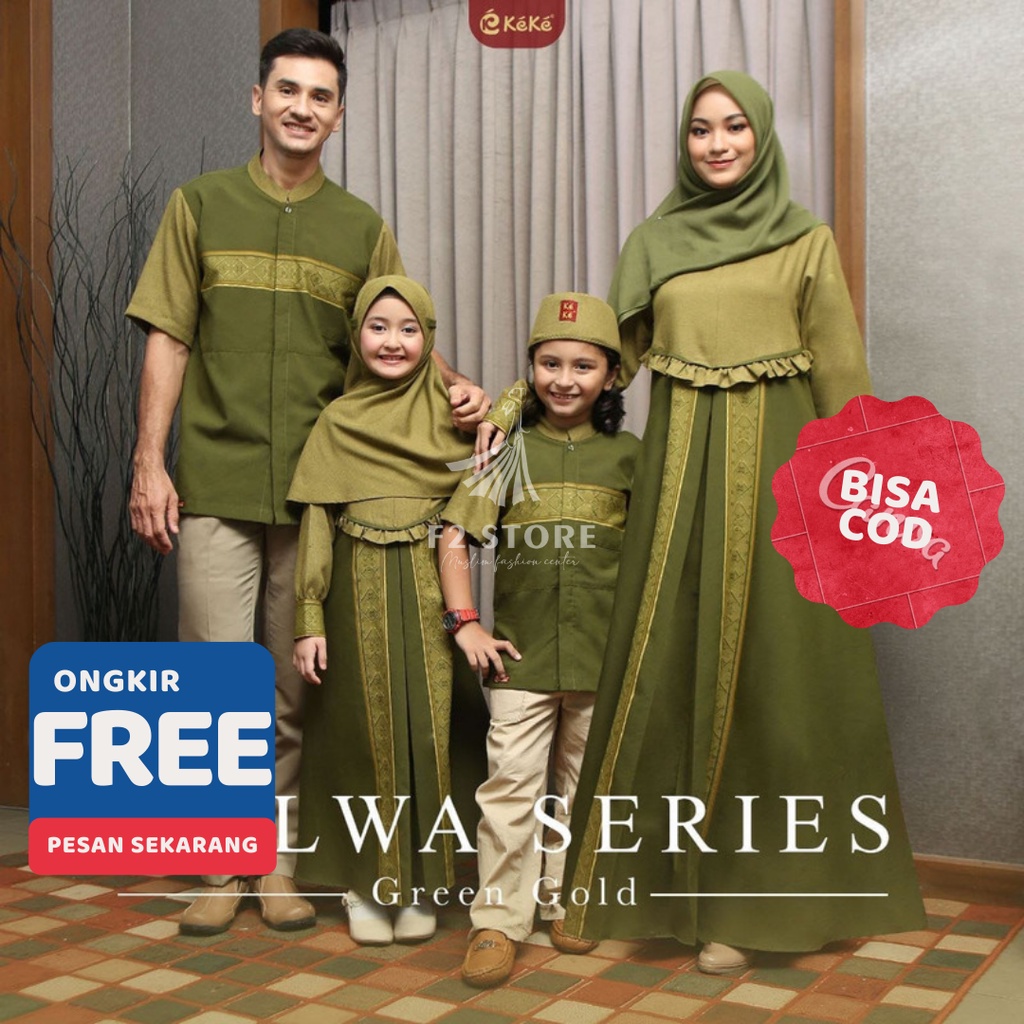BUSANA MUSLIM SARIMBIT COUPLE KEKE ORIGINAL - HALWA SERIES 2117 GREEN GOLD