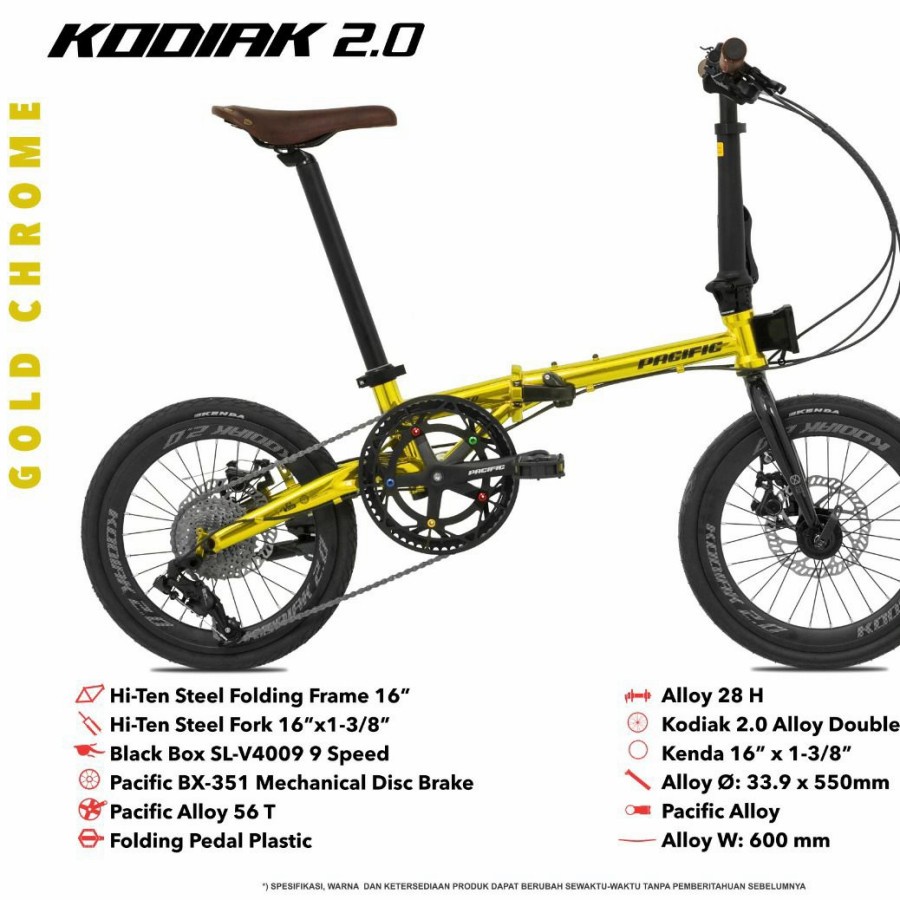 Sepeda Lipat Pacific STEEL KODIAK 2.0 1x9 MD 16 Inch 9 SP Garansi SNI-2