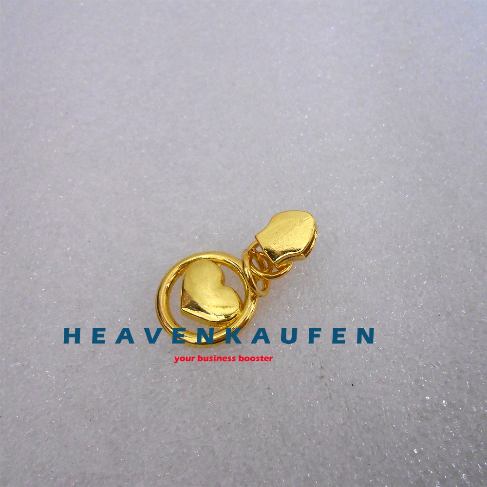 Kepala Resleting / Kepala Zipper Coil Nylon No 5 Variasi Love Hati Warna Gold Emas