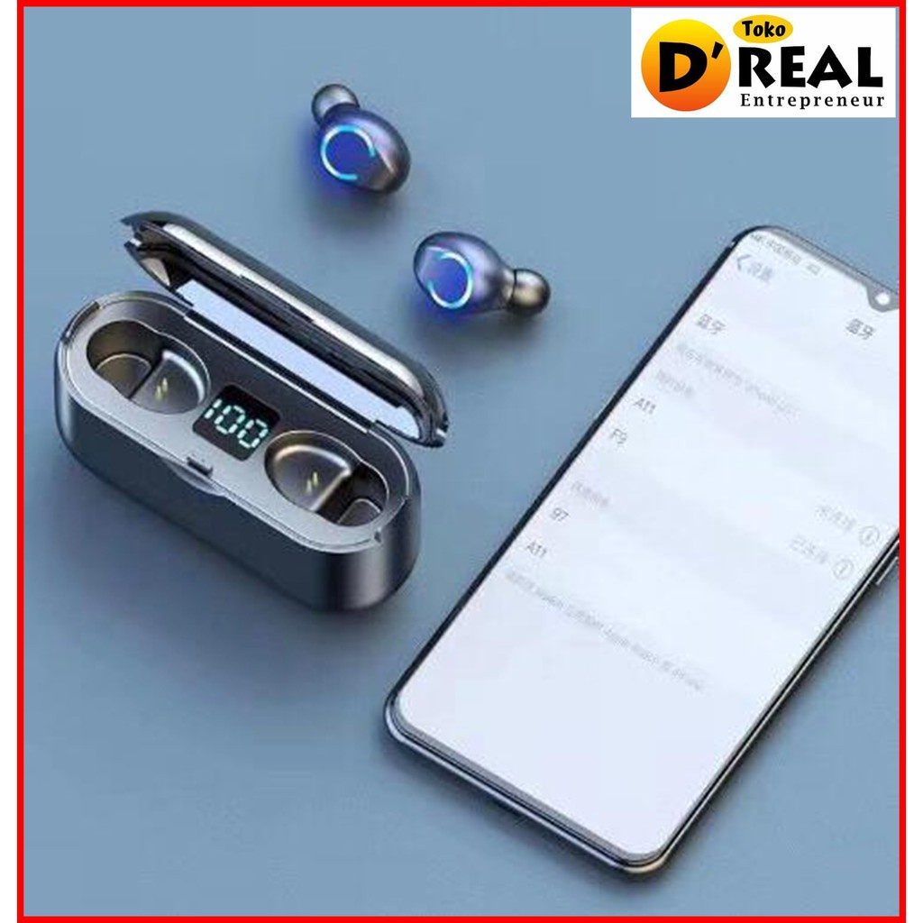 Headset Bluetooth LED Digital F9 TWS Wireless Earphone Earbuds TWS F9-8 Mini TWS